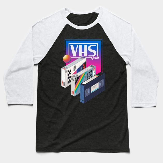VHS world Baseball T-Shirt by Mr.Melville